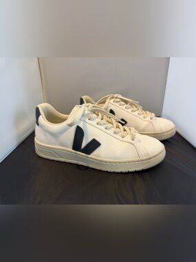 Veja White Sneakers with Black V Logo